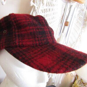 Woolrich Wool Men's Hunting Ball Cap Hat-Red/Black Plaid*Medium*